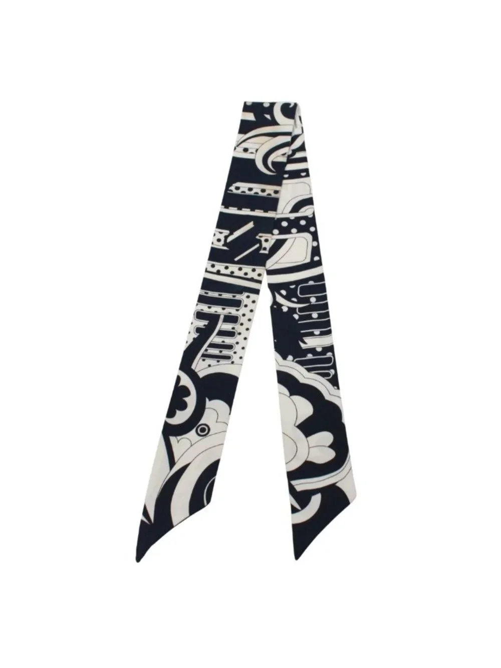 Hermes Faubourg Rainbow Silk Navy White Scarf